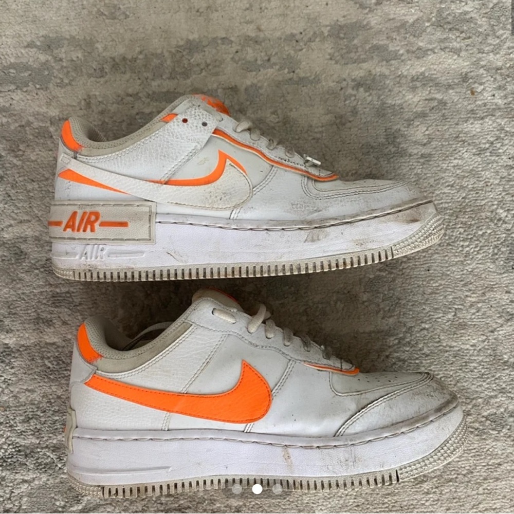 Nike Air Force 1 Low White and Orange Sneakers